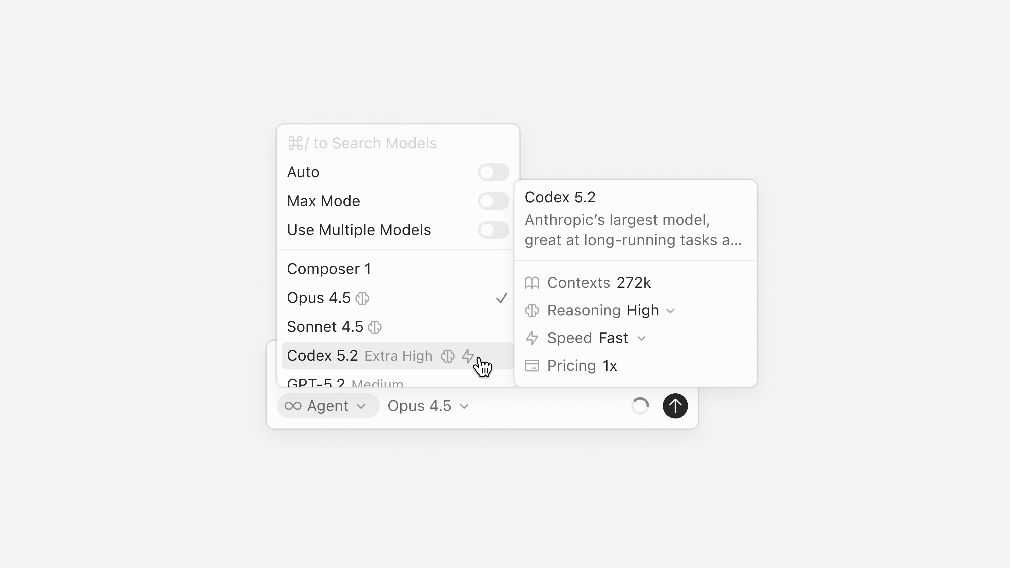 Cursor model picker modes